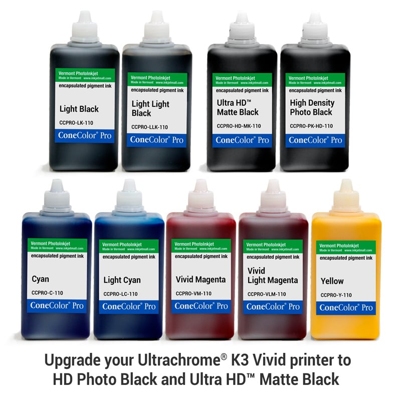 ConeColor Pro K3 Vivid, Set of 9 Inks, (HD Enhanced), 110ml