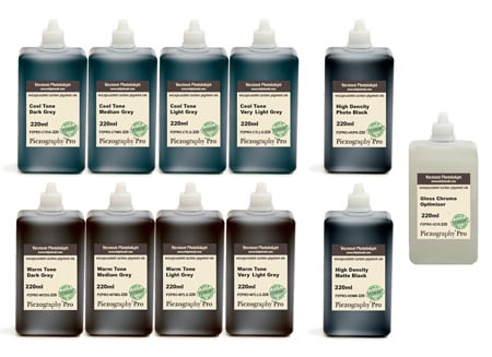 Piezography Pro, BW Toning system, 220ml, Set of 11 Inks (matte &amp; glossy)