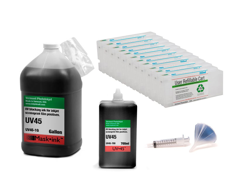 Epson Stylus Pro 7900 or 9900 UV45 All Channels Black Ink Screen Print Kit