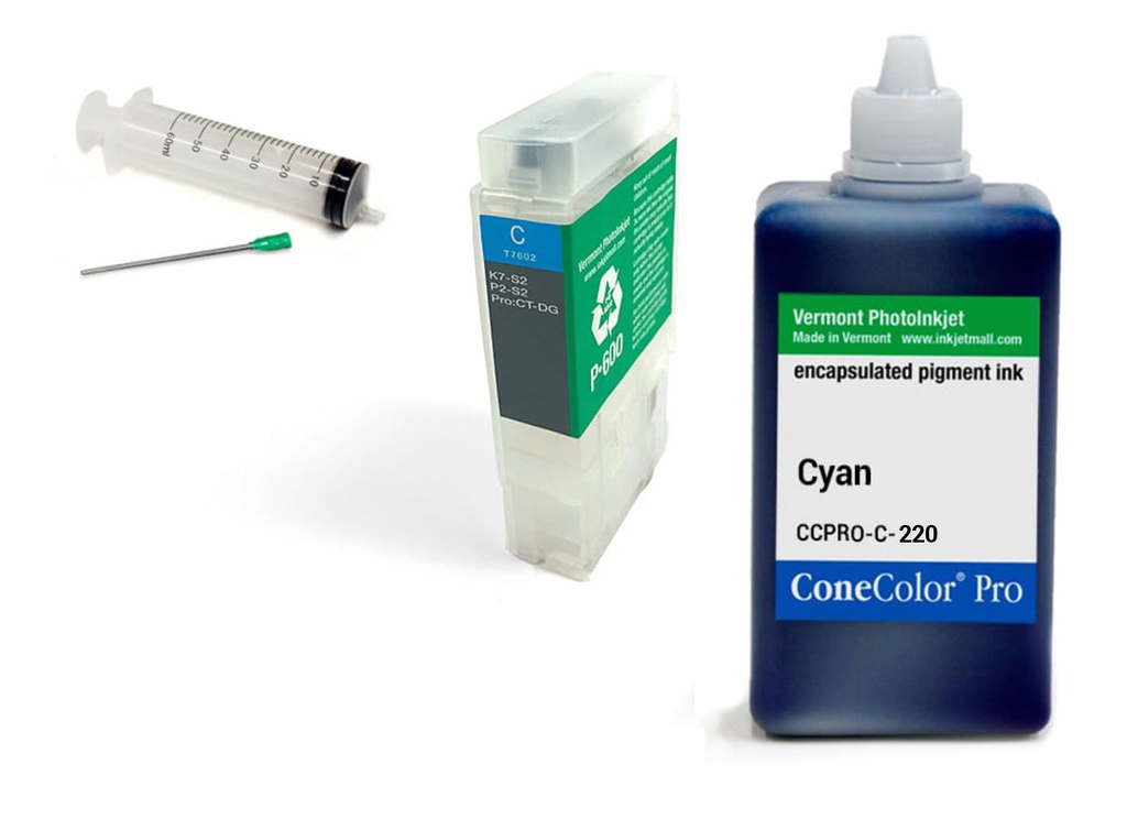 Ink and Cartridge Combo Sets for Epson SureColor P600, 60mL, 110mL, 220ml All Colors
