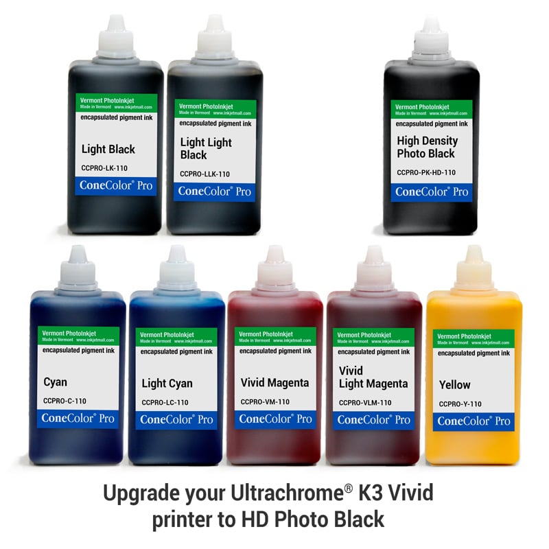 [CCPRO-K3V-HD-110-SET8P] ConeColor Pro K3 Vivid, Set of 8 Inks, (HD PK), 110ml
