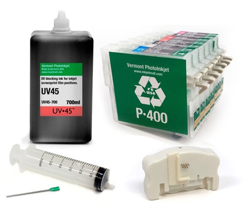[UV45-P400-Screen-Print-Kit] Epson SureColor P400 UV45 All Channels Black Ink Screen Print Kit