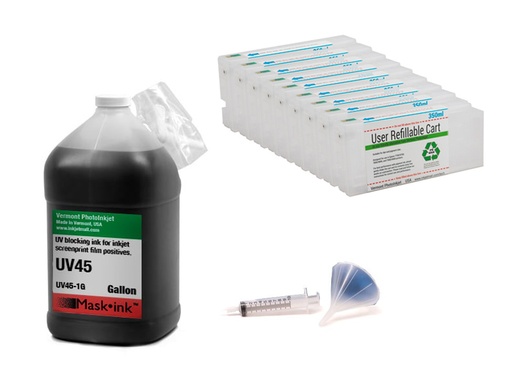 [UV45-7890-Screen-Print-Kit] Epson Stylus Pro 7890 or 9890 UV45 All Channels Black Ink Screen Print Kit